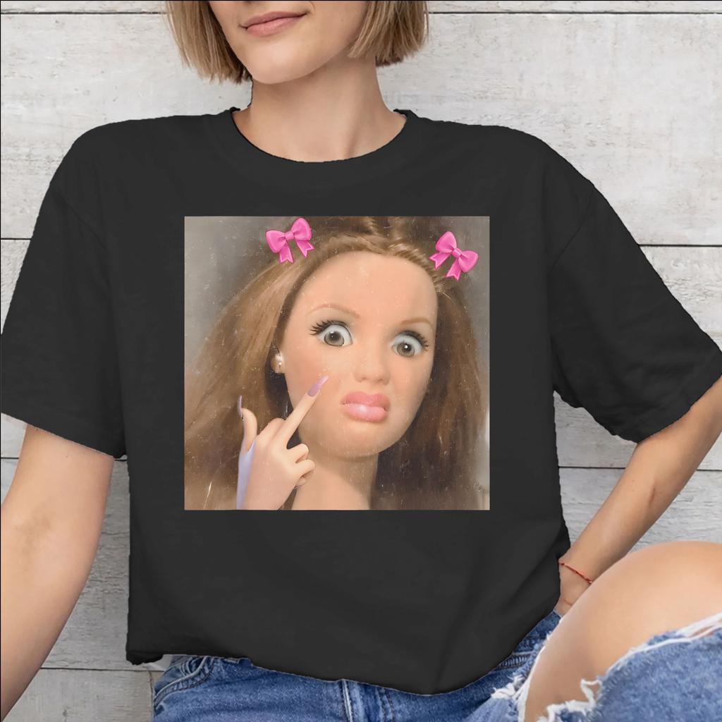 Disgusted Face Meme Doll Babe Graphic Print T Shirt Unisex Unisex Pure Cotton Tee Shirt Clothing