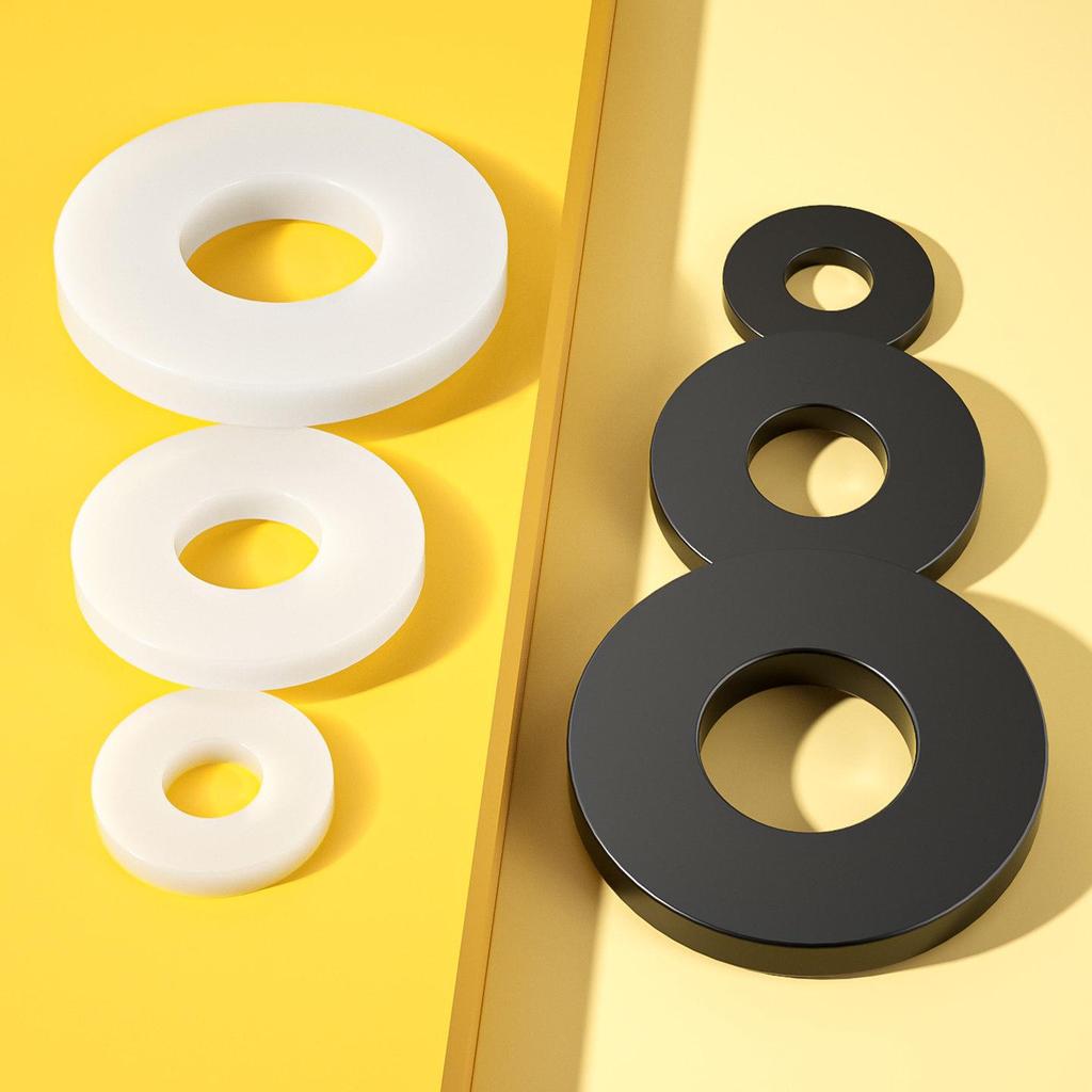 White Insulating Nylon Plastic Washer - Flat, Black, Oversized, Thickened - MM2, M2.5, M3, M24