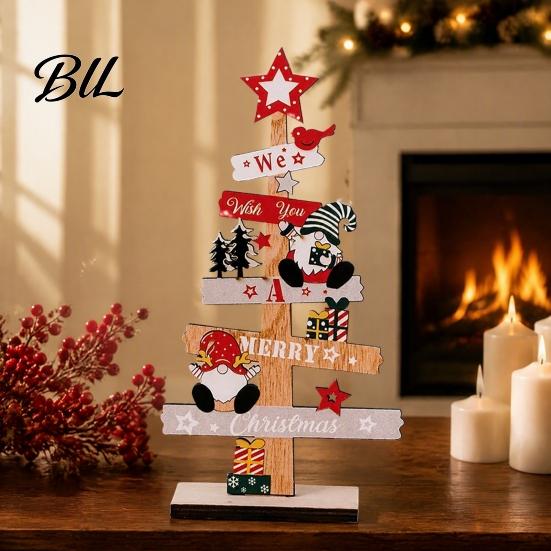 Festive Home Decor Pieces Christmas Tree Ornament, Wooden Letter Sign Decorative Xmas Ornament Sets for Compact Stable Party Supplies Holiday