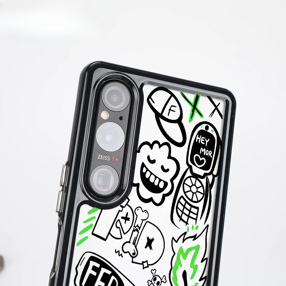 """Граффити""" Жесткий прозрачный чехол для телефона для Sony Xperia 1 V VI VII VIII Xperia 5 V Xperia 10 V VI VII / Ударопрочный чехол Sony"""