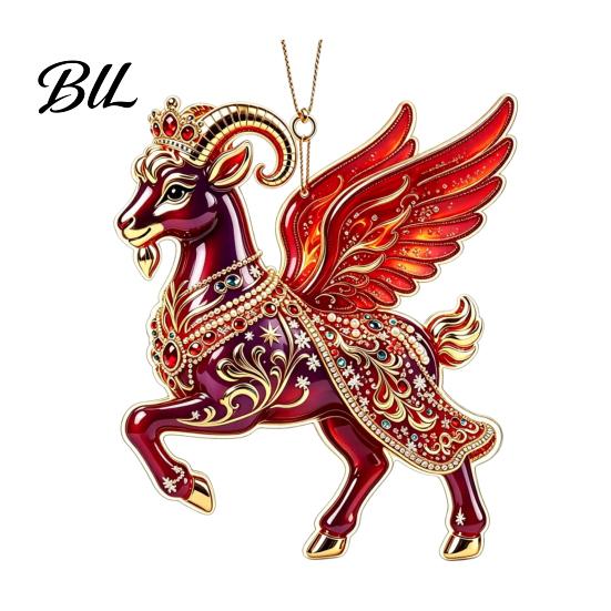 Seasonal Gift for Friends Goat Christmas Tree Pendant, Durable Acrylic Hanging Ornament, Not Easy Ornament to Fade Decorative Charms Holiday