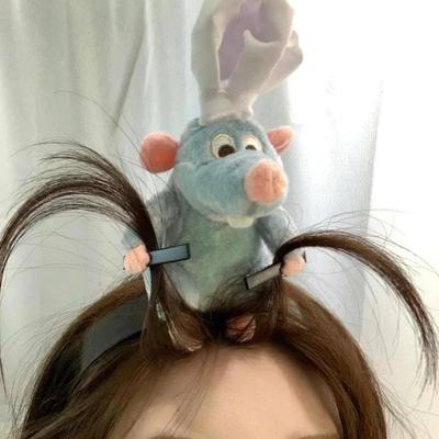 Повязка на голову Рататуй, кавайная мультяшная милая плюшевая кукольная повязка на голову, широкополая заколка для волос, фото головной убор, креативный подарок для девочки