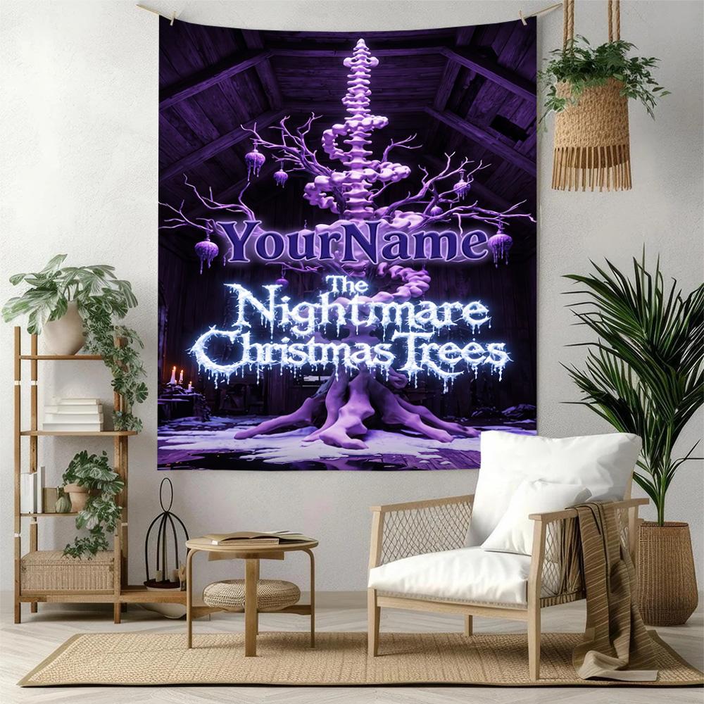 Christmas Nightmare Custom Your Name Wall Decor Tapestry Art For Pet Memorial Birthdaywedding Party Backdrop Family Gift