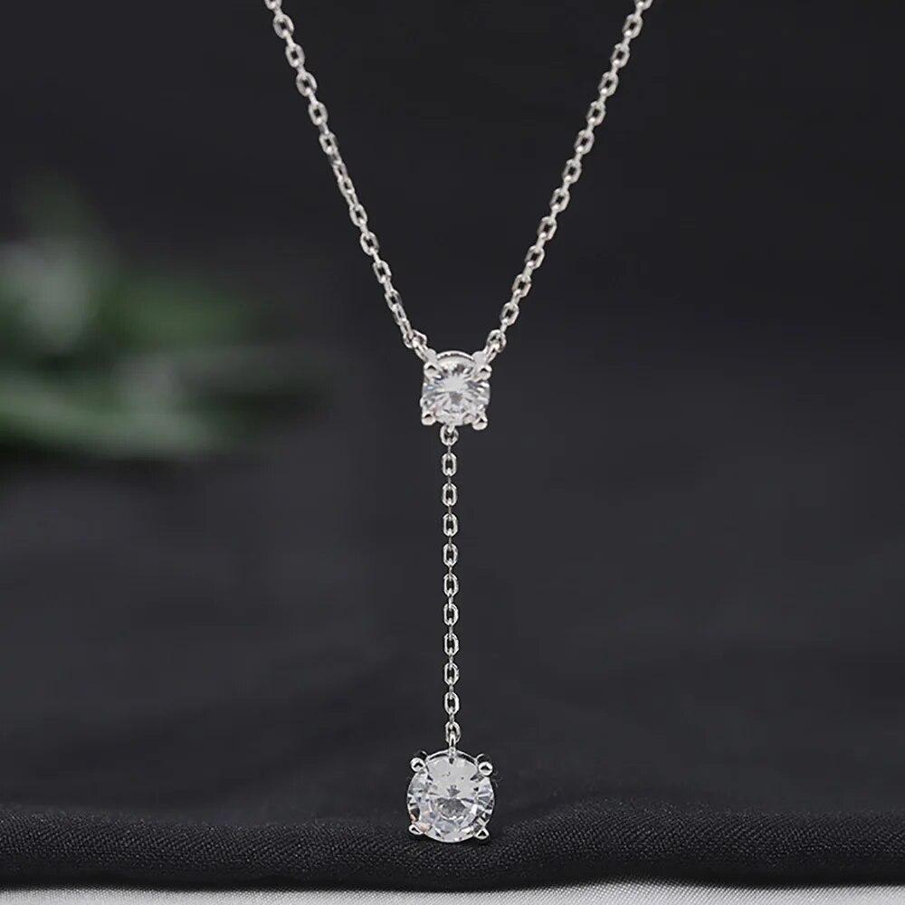 D цвет 3cttw 2 камня полный муассанит ожерелье для женщин стерлингового серебра S925 цепочка на шею ювелирные изделия