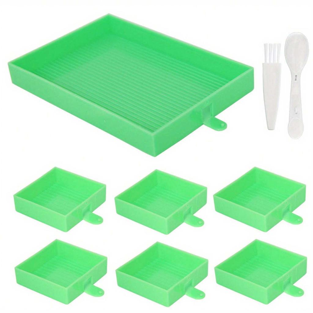 Набор из 9 предметов Палитра Поднос для алмазной живописи Большая емкость Алмазная пластина Алмазная кисть для дизайна ногтей Бисерная доска для вышивки крестом