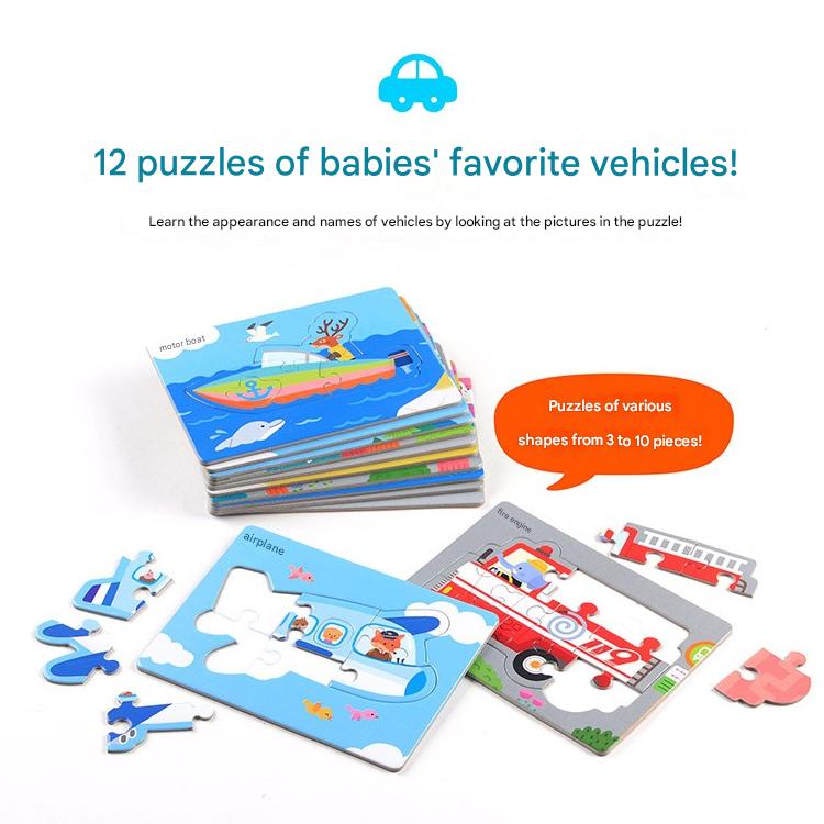 Baby Carry Puzzle 4-Set (Sea Animals · Animals · Dinosaurs · Vehicles) – KC Certified, Made In Korea ( 5 Options)