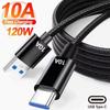 120W 10A Fast Charge USB Type C Cable For Xiaomi Redmi Note 14 Fast Charging Cable For Samsung Huawei Honor Oneplus POCO OPPO