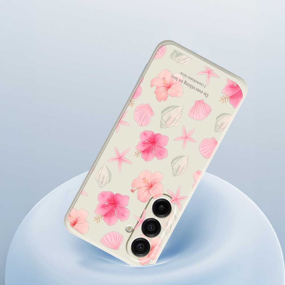 For Samsung Galaxy A17 5G Case Shell Peach Blossom Pattern Printing Straight Edge TPU Phone Back Cover