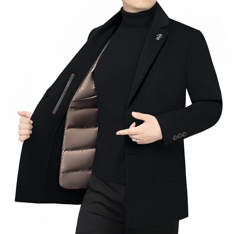 Mens Slim Fit Wool Blend Blazer Jacket With Removable Down Liner Casual Business Outerwear