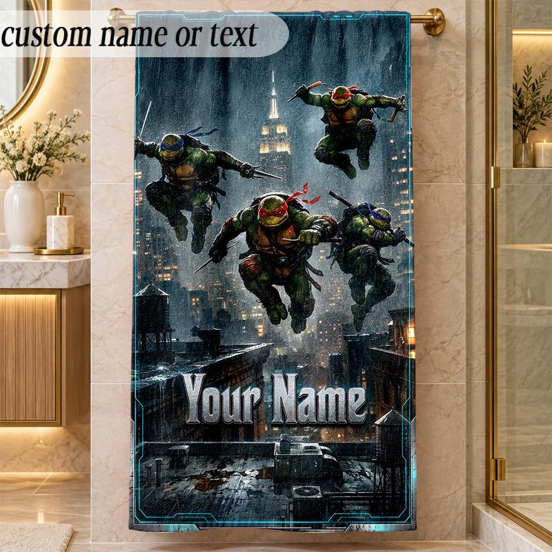 Beach TowelTeenage Mutant Ninja Turtles Custom Name Text Personalized Soft Towel for Beach Pool Indoor Home Decor Gift