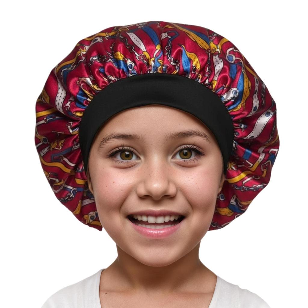 Children's Satin Sleep Cap - Soft Elastic Silk-like Hair Care Hat