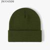 Available Autumn and Winter Warm Thickened Double Beanie Hat Simple Men's Women's Knitted Hat