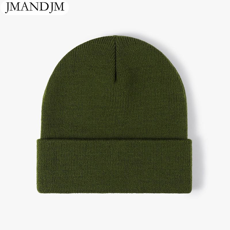 Available Autumn and Winter Warm Thickened Double Beanie Hat Simple Men's Women's Knitted Hat