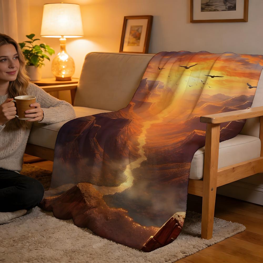 Throw High-Density Short Plush Blanket For Sofa Nap Air-Conditioned Room Soft Skin-Friendly Grand Canyon