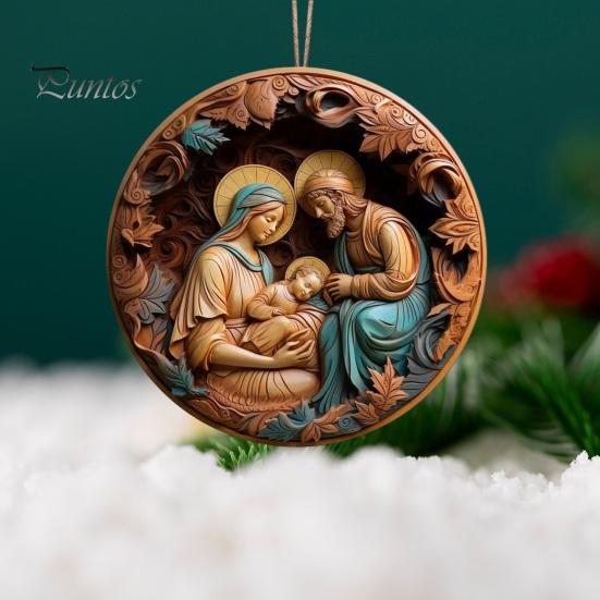 Nativity Scene Ornaments Acrylic Flat Hanging Pendant Keepsake The Birth of Jesus Decor for Christmas Tree Party Car Wall Door