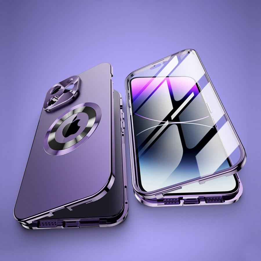 Для iPhone16 15 14 Plus 13 12Pro Max полностью алюминиевый металлический магнитный чехол двухсторонняя защита противоударный чехол протектор экрана