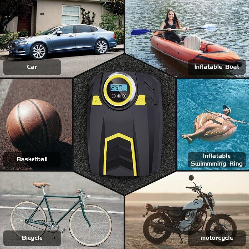 12V 150PSI  Portable Tire Compression Pump Compressor Automobile Air Compressor Digital Tire Inflation Pump LED Lamp  For Car Motorcy