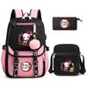 3Pcs/set Anime Demon Slayer Backpack Canvas Backpack for Men Women Travel Bag Student Girl Boy Back To School Schoobag Mochila