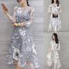 Women's Summer Organza Floral Print Wedding Party Ball Prom Gown Cocktail Dress