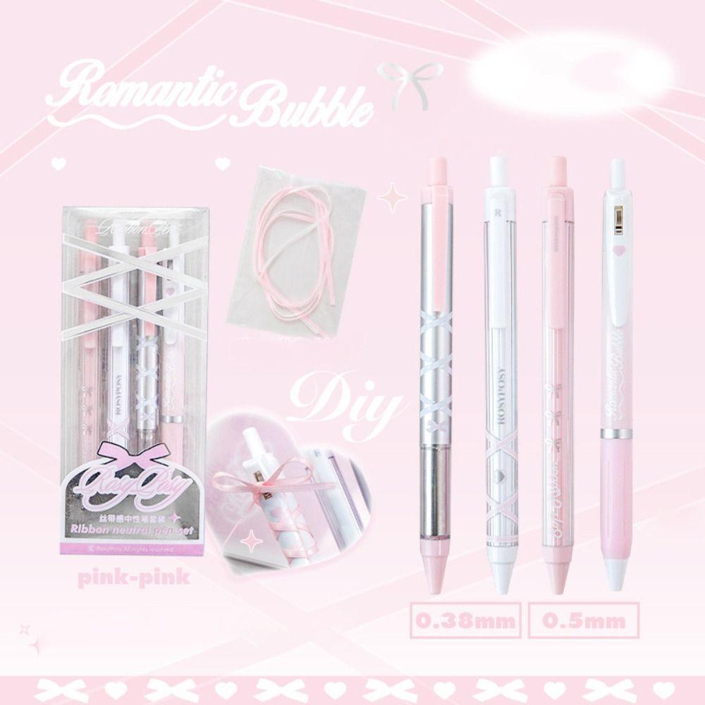 4Pcs/set Stationery Gel Pens Set 0.38mm/0.5mm Neutral Pen Set New Black Ink Press Gel Pen