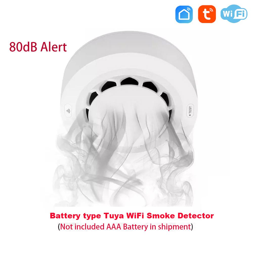 Tuya WiFi/Zigbee Дымовой извещатель Фотоэлектрический датчик Пожарная сигнализация Система безопасности для дома и кухни Работает с приложением Smart Life