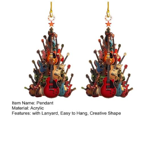 1/2 шт. гитара елочные украшения акриловые подвески с шнурком легко повесить гитара музыкальные инструменты украшения