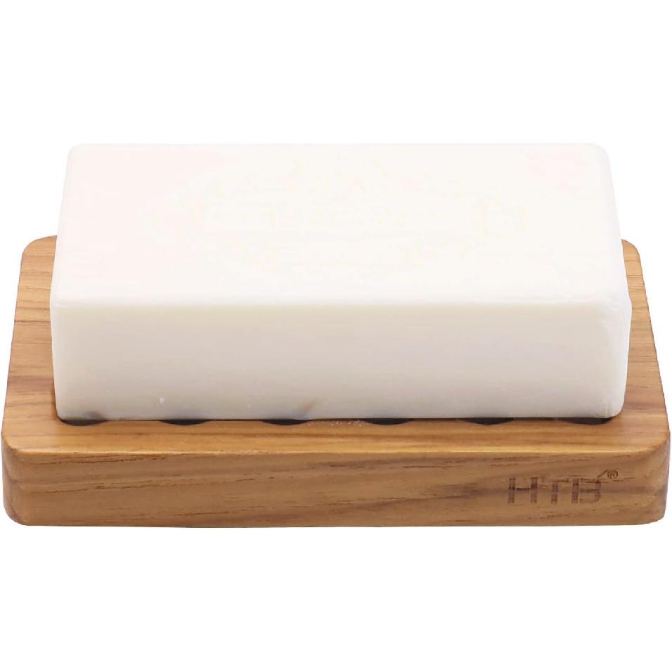 Slotted Bar Soap Holder Teak Wood by HTB, Kitchen Wooden Sponge Holder, Self Draining Soap Dish for Shower, Sink, Bathroom, Bathtub, RV