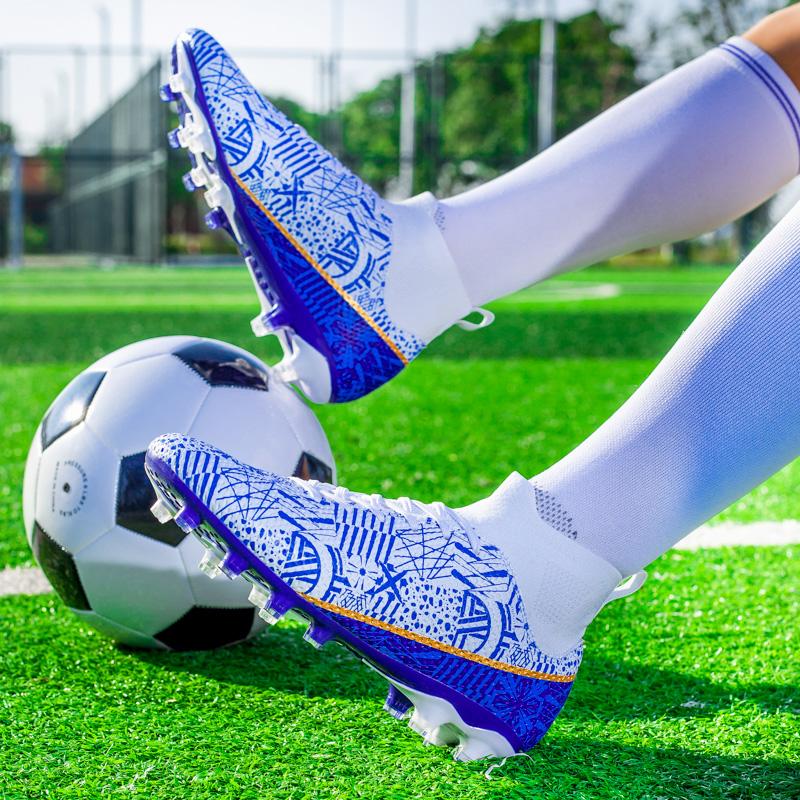 Мода 32-46 Детские Длинные Шипы Мужской Большой Размер Длинные Шипы Футбольные Бутсы Противоскользящие Износостойкие ТПР Искусственная Трава Детские Длинные Шипы Футбольные Бутсы