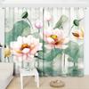 2pcs Chinese Style Beautiful Lotus Shade Curtains  New Custom Bedroom Living Room Floating Window Curtain Grommet Top Onsale