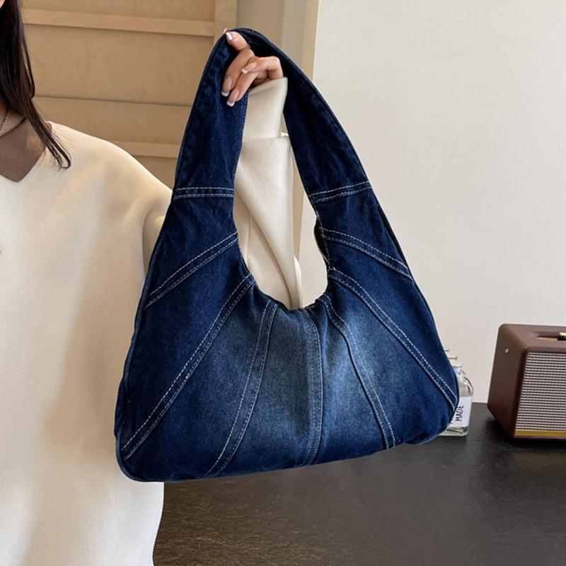 Vintage Denim Women Totes Brand Fashion Causal Shoulder Bag Large Capacity Female Shopper Hobo Armpit Bag CLE
