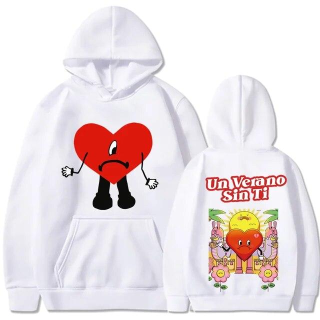 Bad Bunny Hoodie Unisex Fashion Coat Letter Print Hoodies Kids Hip Hop Hoodie Women Sweatshirt Coat Rap Sweat Autumn Winter Clothes Unisex