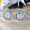 Хит продаж Серьги-капли воды с белой окантовкой с синими и белыми бриллиантами с уникальной и нишевой личностью Роскошные и роскошные серьги