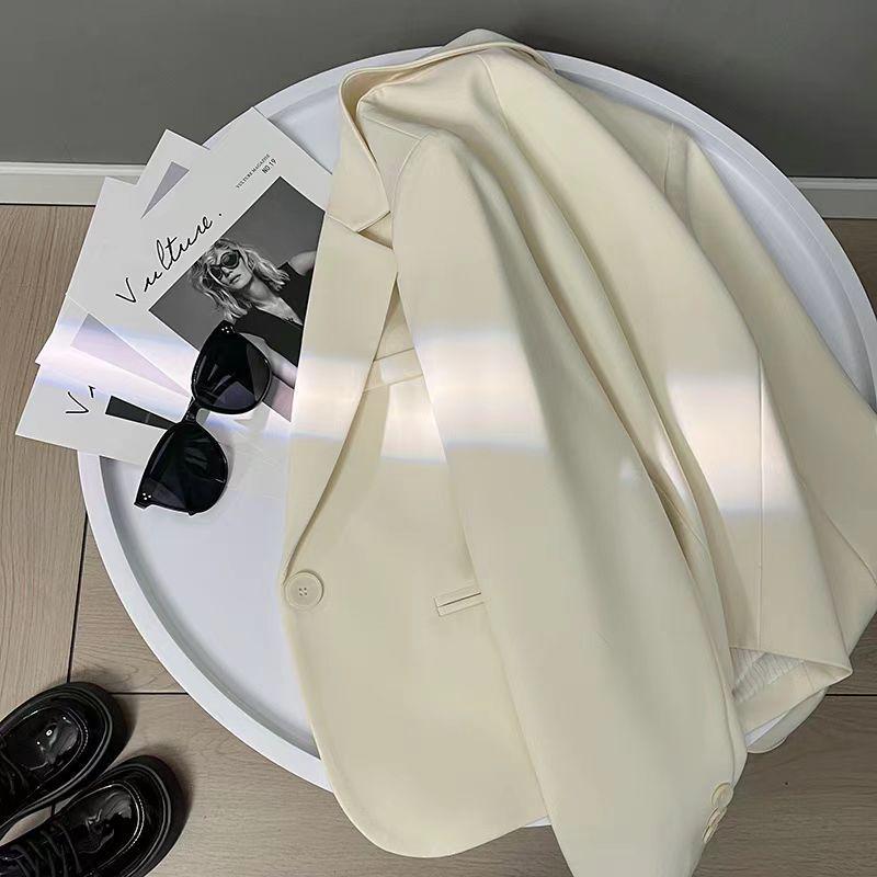 Бежевый женский короткий пиджак - 2025 Весна/Осень Повседневный Универсальный Модный