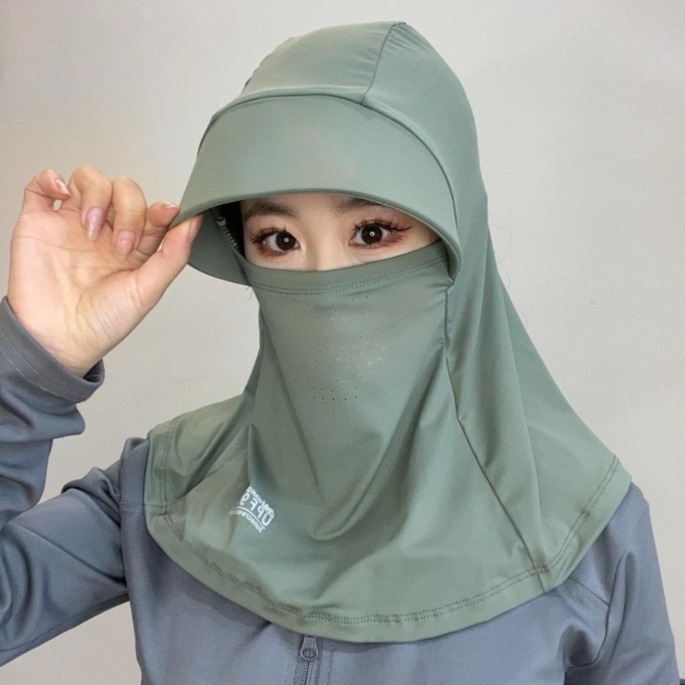 New Breathable Visor Cap Ice Silk with Shawl Mask Cap Sunscreen Hat Summer