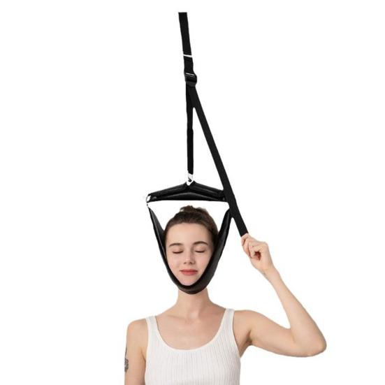 Устройство для вытяжения шейного отдела позвоночника, регулируемое, из искусственной кожи, с креплением на дверь, портативный пояс для вытяжения для облегчения боли в шее и снятия мышечного напряжения