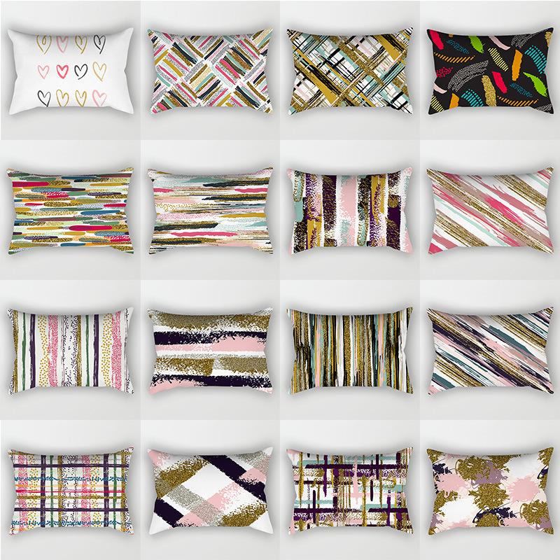Скандинавский Абстрактный Разноцветные Линии Геометрический Длинная Наволочка Дом Диван Подушка Автомобиль Офис Подушка для Поясницы