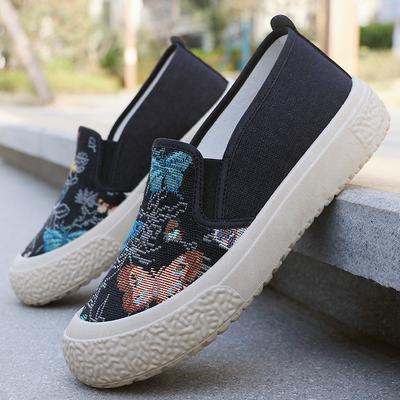 Распродажа женской обуви Весенние лоферы холщовые женские туфли Ленивые, платформа, туфли-рыбаки холщовые туфли женские