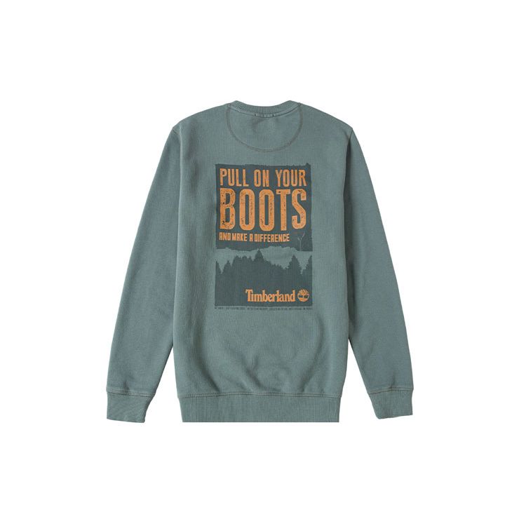Timberland Af Boot Crew Neck Sweatshirt Solid Color Letter Print Sports Casual Round Neck Sweatshirt Men sweatshirt Green A699D-392