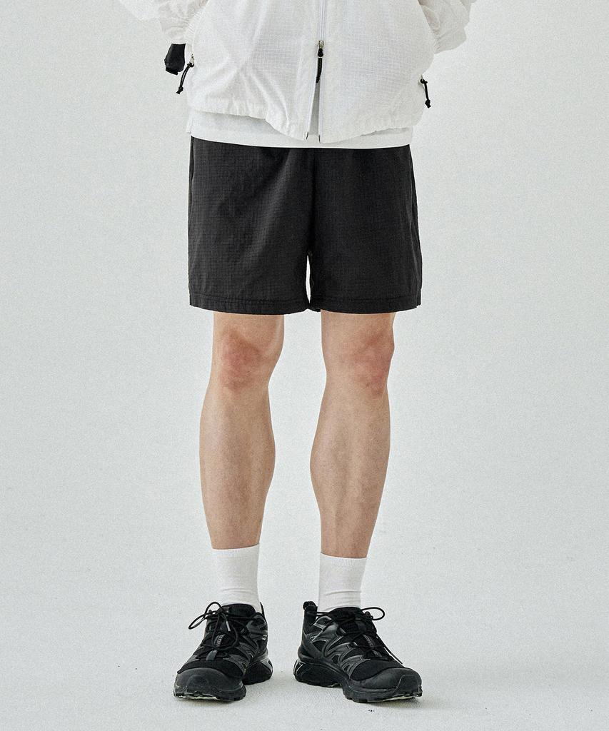 COSTUME O’CLOCK Lightcell Ripstop Elastic Waist Wide Nylon Pants Shorts Black Coospt239Black