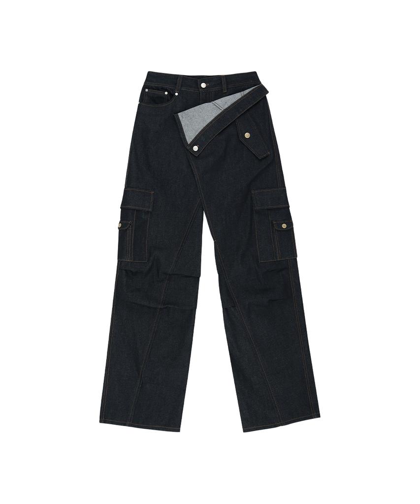 ADSB ANDERSSON BELL Rigid Turnover Cargo Jeans Apa879W(Indigo)
