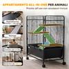 4-Tier Steel Rabbit Cage with Platforms, Ramps, Wheels, Water Tank and Removable Tray, Black