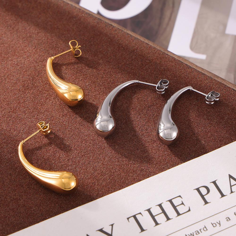 New Titanium Steel Simple Long Water Drop Earrings Fashionable Versatile Stud Earrings Personalized Earrings