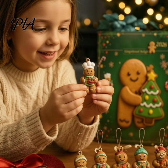 December Daily Countdown Activities 2026 Gingerbread Man Advent Calendar, 24 Day Christmas Decoration for Shelf Decor Kids Adults, Festive Holiday