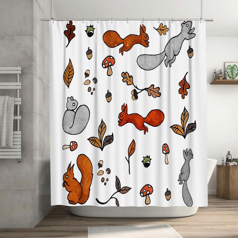 Forest Woodland Animals Shower Curtain Rustic Deer Fox Nature Bathroom Decor Set Waterproof Vintage Farmhouse Home Decor