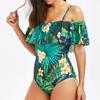 One Woman Piece Swimsuit Ruffles Floral Printed Monikini Padded Bathing Suit