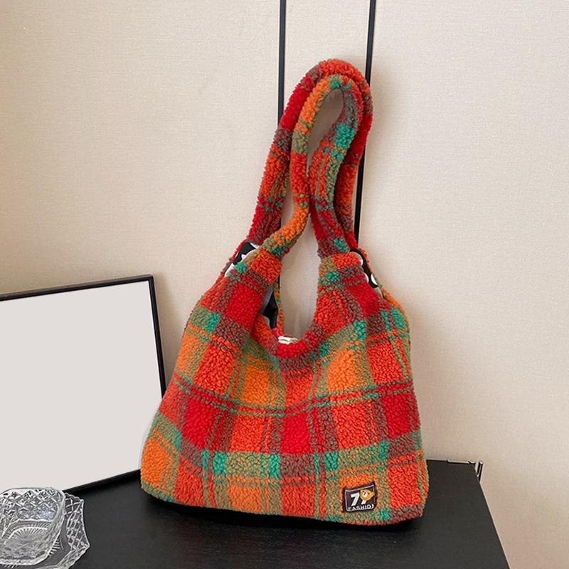 Женская ретро-сумочка из овечьей шерсти, милая пушистая сумка через плечо, сумка-тоут для работы, покупок, повседневного использования AVE