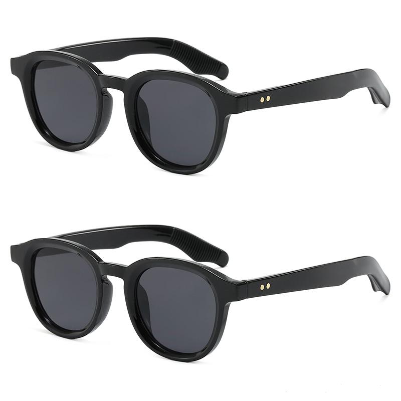 2PCS Simple Fashion Round Sunglasses Women Men Retro Trend Brand Sun Glasses Daily Leisure Business Male Female Glasses UV400