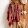 Rand Fashion Женский зимний кашемировый шаль - Винтажный цветочный принт с кисточками в стиле масляной живописи Пашмина Толстый шарф и шарф