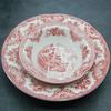 European Style The Old Britain Castles Pink Dinner Set Dinner Ceramic Breakfast Plates Steak Plate Noodles Plate Dish Soup Bowl