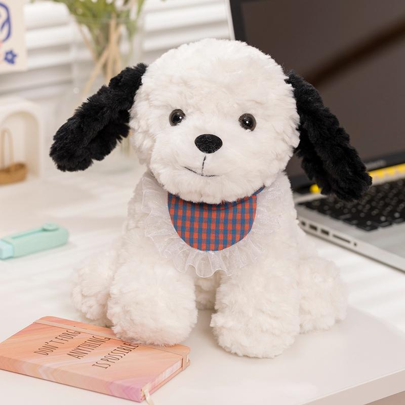 25 см имитация щенка с нагрудником, реалистичная пушистая собака, мягкая кукла, милые игрушки, забавный декор для домашней вечеринки, подарок на день рождения для детей